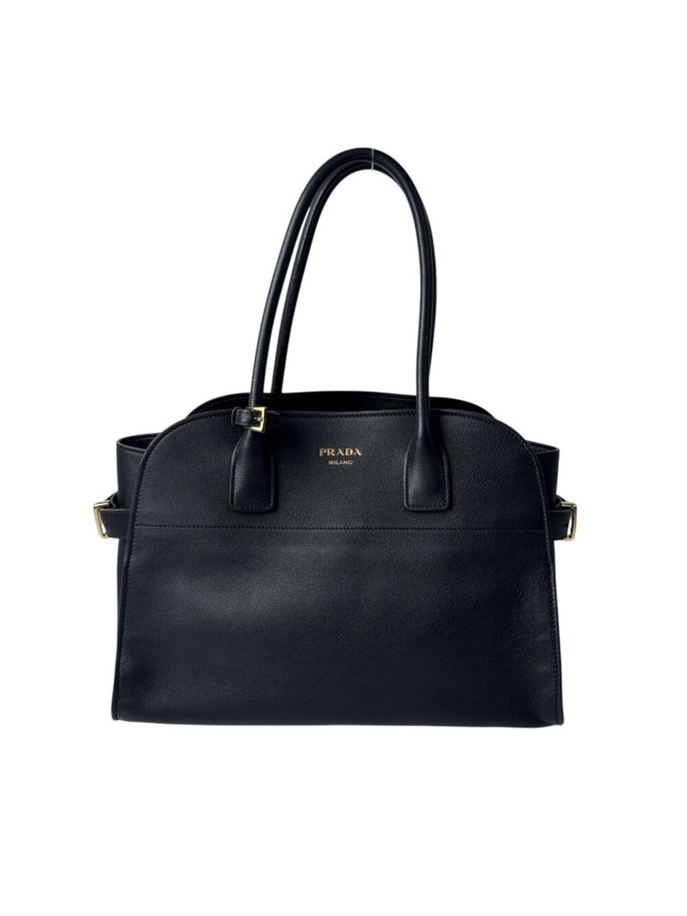 Prada Medium Soft Gray Leather Tote Bag